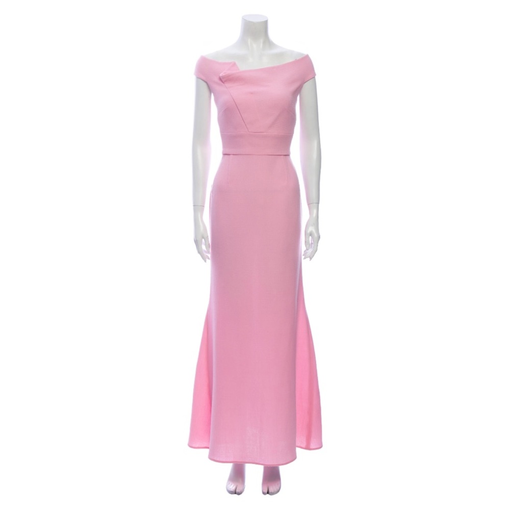 Bateau neckline long evening gown